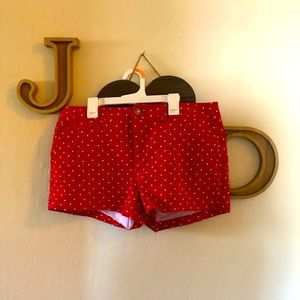 Red shorts heart print size 10